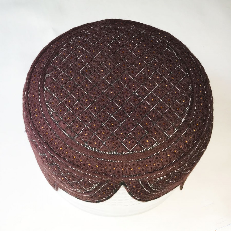 Maroon Zarri Rumali Jamali / Zardari Cap or Topi MKC-930